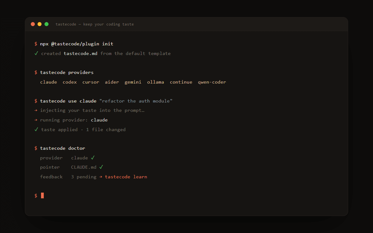 TasteCode — screenshot